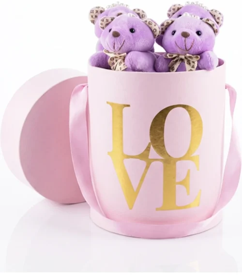 Pembe LOVE Kutuda 4’lü Minik Ayıcık Hediye Seti