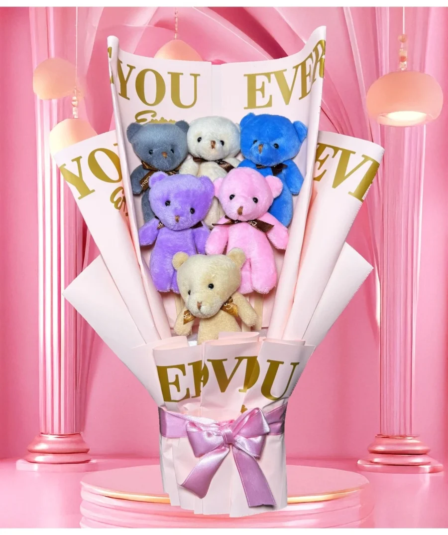 Rengarenk Ayıcıklı Buket Peluş Buket